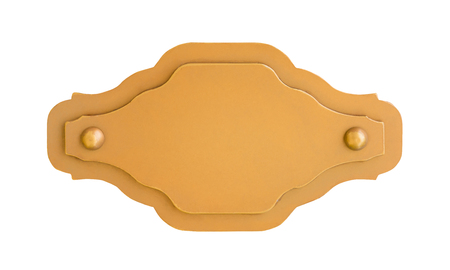 Blank Brown metal signage tag isolated on whiteの写真素材