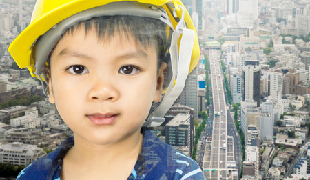 little Boy dream to become Civil Engineer, education concept.の写真素材