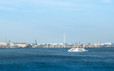 Bangkok, Thailand - May 6, 2017: The passanger ship is cruising in Yokohama Bay.のeditorial素材