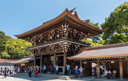 Tokyo, Japan - May 5, 2017: Tourist are taking picture of Meiji Shrine.のeditorial素材