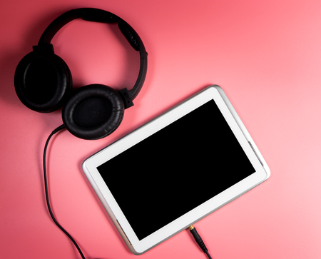 Blank Tablet Screen for Music application with headphoneの写真素材