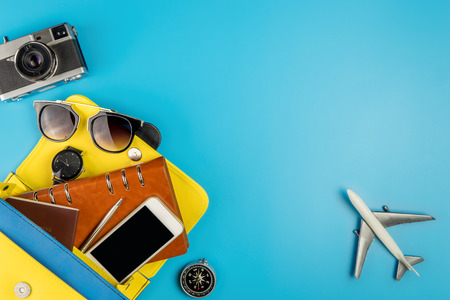 Ledy hand bag with travel accessories for Vacationの写真素材