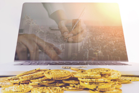 Business Digital signing Deal on computer screen conceptの写真素材