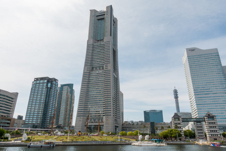 Tokyo, Japan - May 6, 2017: Commercial buildings and department stores in Yokohama Bay.