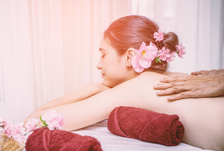 Women is relaxing with Thai massage Spaの写真素材