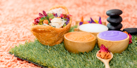 healthy Spa Salt Scrub and other Spa objectsの写真素材