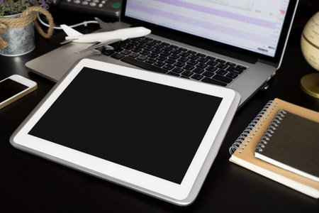 Blank Screen for business travel online travel agency conceptの写真素材
