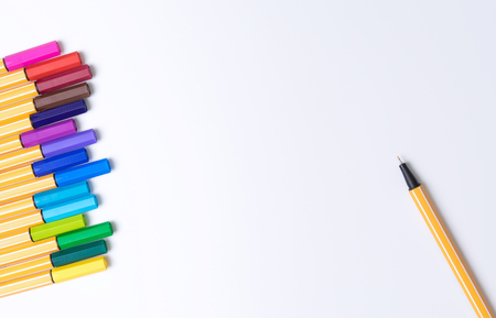 colorful ball pen on white background copy spaceの写真素材