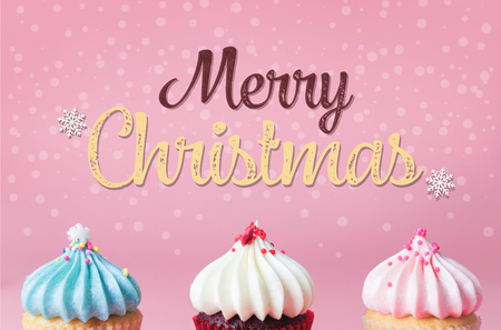 Merry Christmas with Pastel cupcake party posterの写真素材