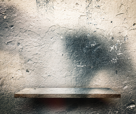 Grungy wall with spray paint for product shelf displayの写真素材