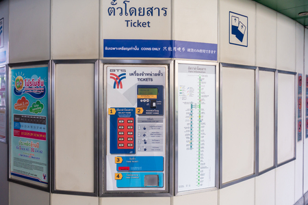 Bangkok, Thailand - August 7, 2018: BTS Bangkok skytrain Ticket vending machines.のeditorial素材