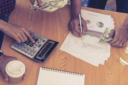 Business Data Chart and report on meeting tableの写真素材