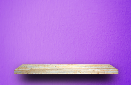 yellow stone rock shelf counter on purple cement for product displayの写真素材