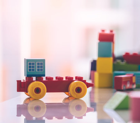 Toy block with building and car for city concept