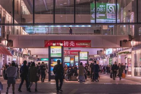 Sendai; Japan - 29 Dec 2019: People are traveling in the shopping street in Sendai Station.のeditorial素材
