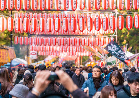 Sendai; Japan - 31 Dec 2019: People are traveling into Japanese New year festival in Sendai Osaki Hachimangu Shrineのeditorial素材