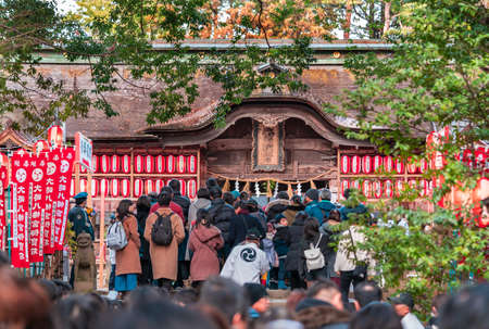 Sendai; Japan - 31 Dec 2019: People are traveling into Japanese New year festival in Sendai Osaki Hachimangu Shrineのeditorial素材
