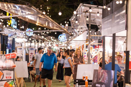 Bangkok, Thailand - 6 January 2020 : People are traveling in Art Box night market Bangkok.のeditorial素材