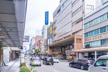 Kanazawa, Japan - 29 Sep 2019 : People and vehicle is traveling in the street of Kata Machi, Kanazawa.のeditorial素材