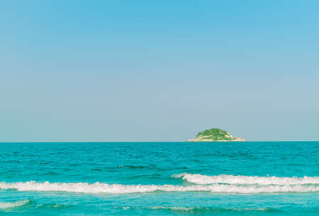 Blue Beach Ocean with island with copy space skyの写真素材