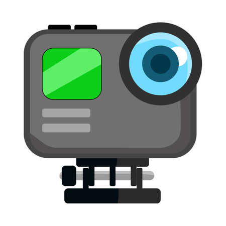 Black Modern Action Camera for Sport Video Camera Vector isolated on white.のイラスト素材
