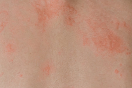Closed up shot of Red Skin allergy on woman back for dermatology medical problem with rash and itchy area.の写真素材