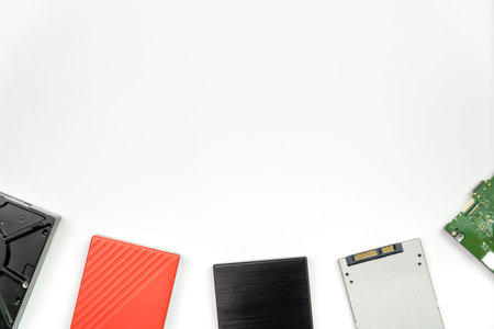 External portable Data storage device for computer with copyspace.