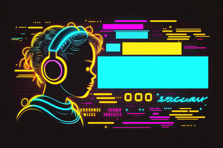 Kid Technology educational poster Neon banner, Generative AIの素材