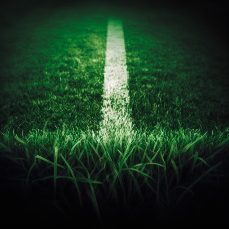 White line on Green grass sport field for sport concept, Generative AIの素材