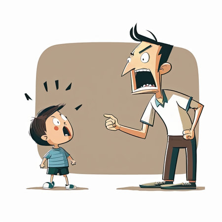 Angry Father is Scolding his Son, Cartoon, Generative AIの素材