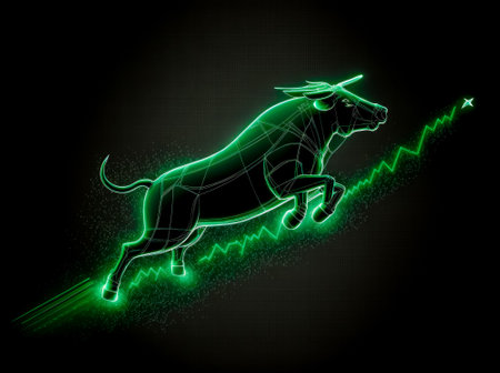 Green Bull With Stock rising graph background for Stock trading profit concept Generative AIの素材