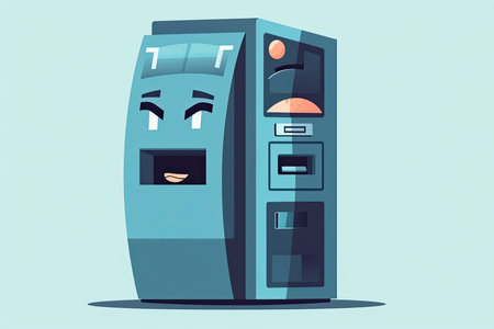 Crying ATM machine is crying  because cannot get money out, Bank run concept, Generative AIの素材