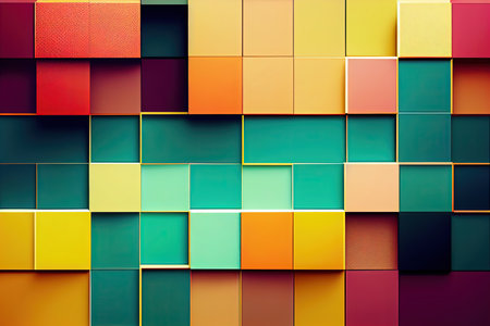 3D retro tiles background with pastel color Generative AIの素材