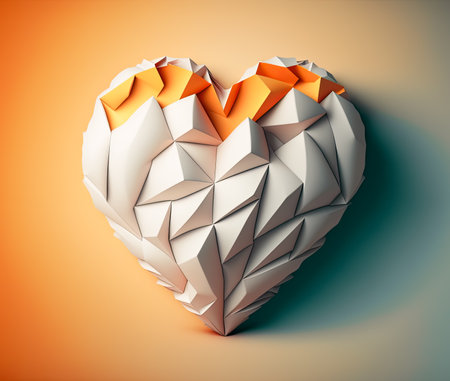 Colorful Heart shaped Paper for Love and Valentine concept; Generative AIの素材