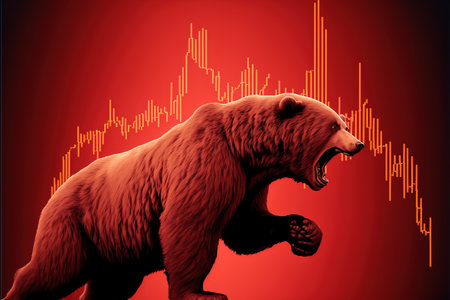 Red Bear Market with loss stock graph for trading concept. Generative AIの素材