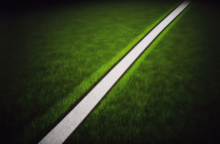 White line on lawn and grass field for sport background, Generative AIの素材