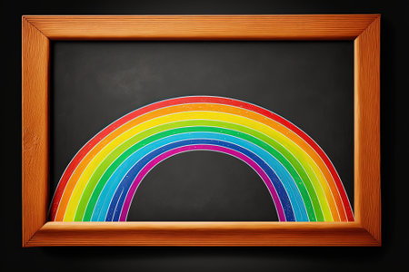 Blank Chalk board with colorful rainbow for kid education concept Generative AIの素材