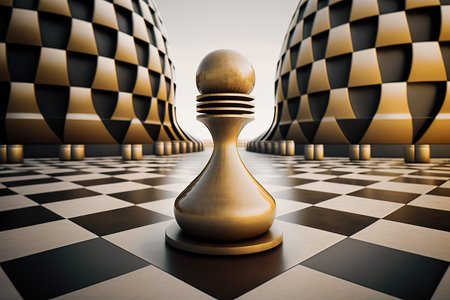 A Chess pawn standing alone bravely concept, Generative AIの素材