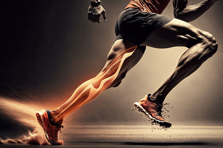 Speed running with muscle and motion blur running effect, Generative AIの素材