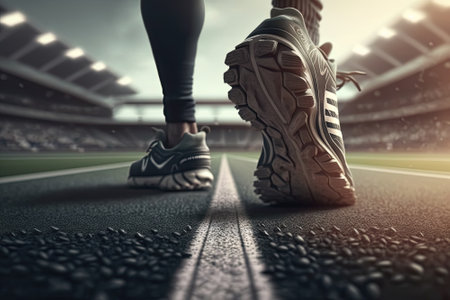 Runner at the starting point  is getting ready for a challenge from the beginning point, Generative AIの素材