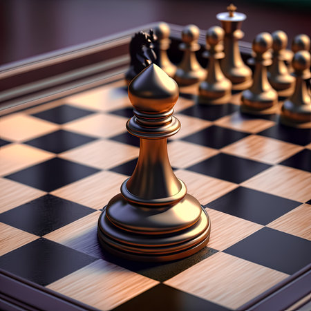 A Chess pawn standing alone bravely Challenging another team, for Strategy concept, Generative AIの素材