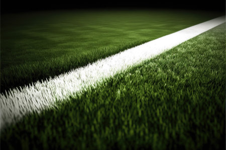 White line on Green grass sport field for sport concept, Generative AIの素材