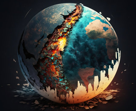 Earth Glove start is breaking for armageddon and core cracking day.  generative AIの素材