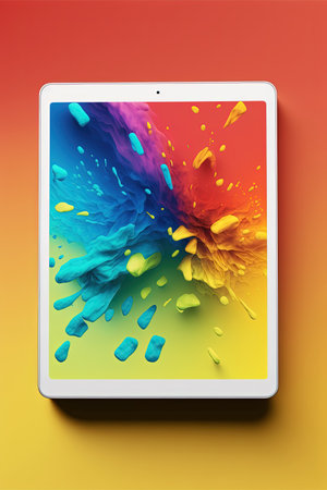 Colorful Digital Art on Tablet Screen for Digital Art concept Generative AIの素材