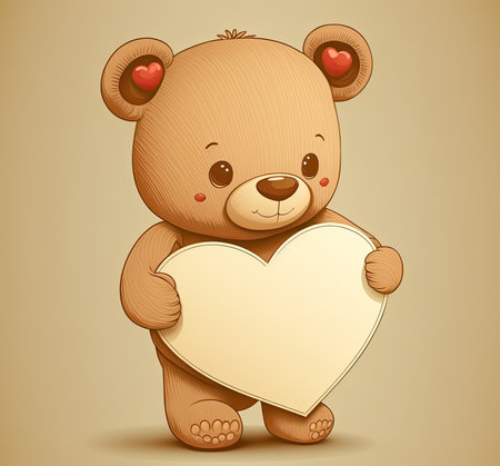 Teddy Bear holding a Paper tag Banner for text copy space, Generative AIの素材