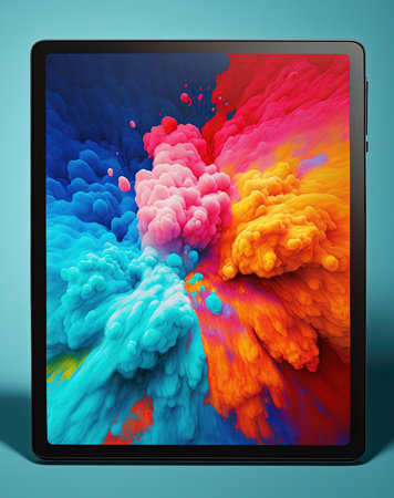 Colorful Digital Art on Tablet Screen for Digital Art concept Generative AIの素材