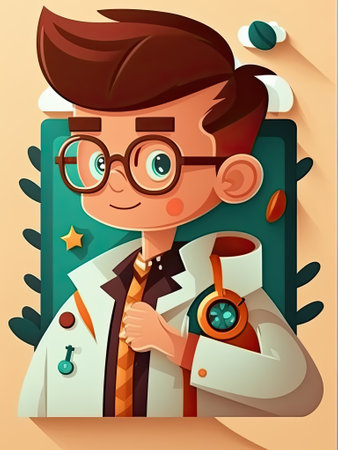 Kid Doctor Banner with copy space for fun and friendly healthcare and hospital poster, Generative AIの素材
