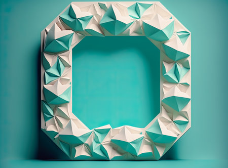 blue teal Paper frame with blank copy space in the middle, for template and mock up Generative AIの素材