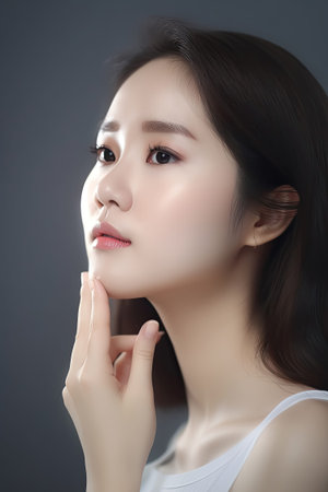 Asian Chinese woman portrait for beauty shot and cosmetic concept, Generative AIの素材