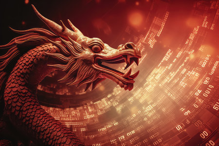 Red Dragon for Chinese Stock Market Chart crisis concept, Generative AIの素材